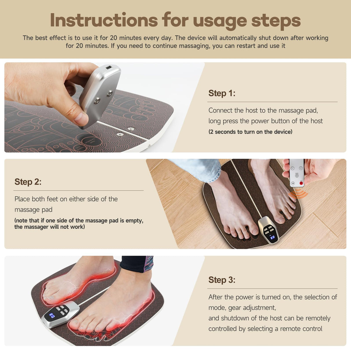 Foot Massager Mat for Neuropathy,EMS Foot Massager for Circulation and Pain Relief, Foldable Feet and Calves Massage Machine with 8 Modes and 32 Intensity Levels for Muscle Relaxation,FSA HSA Eligible