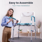 PELEGON Raised Toilet Seat with Handles (400lb) - Adjustable 3 in 1 Commode Chair for Toilet with Arms, Toilet Riser with Handles, Bedside Commode Chair, Handicap Toilet Seat for Elderly (Teal)