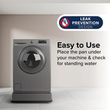 Camco Low Profile Washing Machine Drain Pan with PVC Fitting - 29 inch x 33 inch ID and 30.5 inch x 34.5 inch OD - Protects Your Floors from Washing Machine Leaks - Easy to Use - Graphite - 20784