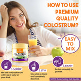 Colostrum Powder Supplement 5,000 mg, Grass-Fed Bovine Colostrum with Prebiotics, Probiotics, Lactoferrin & PRP, 30 Servings