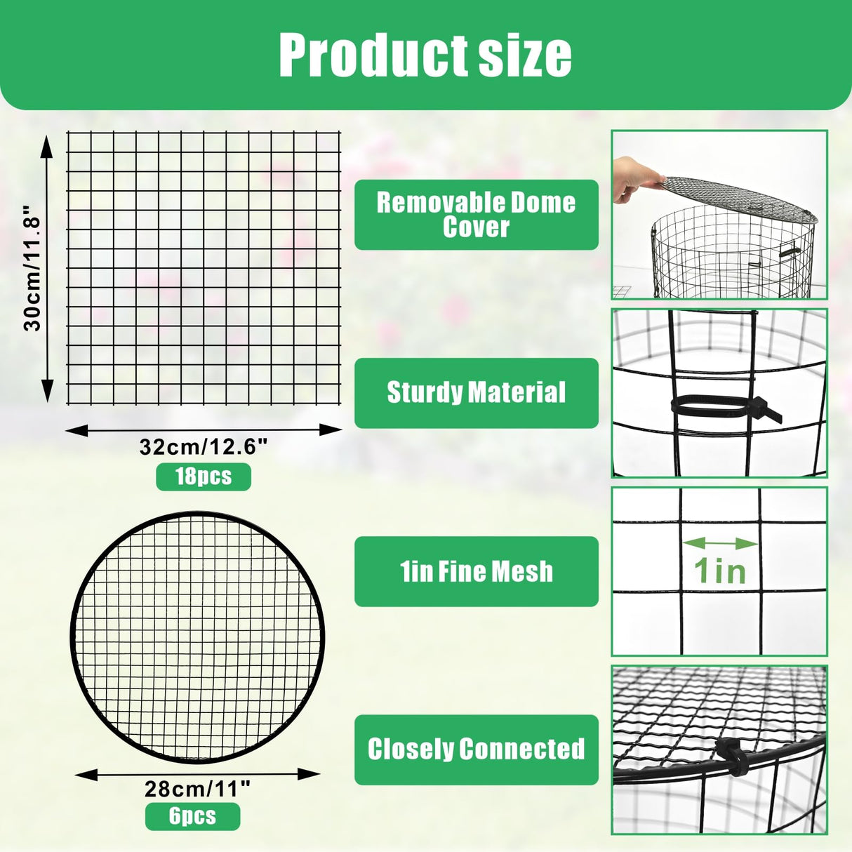 wdbg 6 Pack Plant Protectors from Animals with Cover, 18PCS 12.6"x11.8"