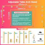 JEBUTU Over The Table Rod Stand with Clamps Adjustable 47"-98" Length 30"-43" Height Gold Table Arch Stand Hanging for Decoration Flowers Display Wedding Birthday Party Halloween Christmas