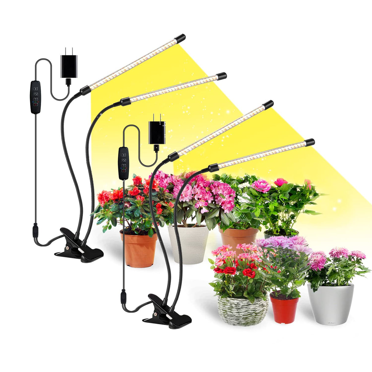 bseah Grow Light Plant Lights for Indoor Plants, Full Spectrum Led Growing Lamp with 3/9/12H Timer, Auto ON & Off, 10 Dimmable Lightness Clip-On Desk