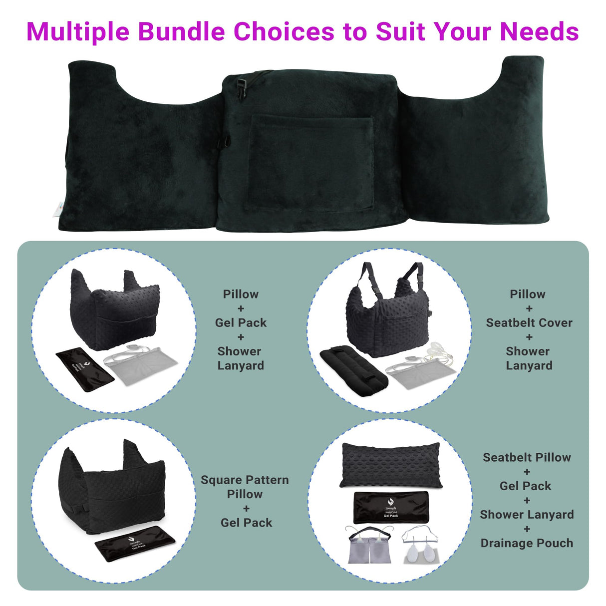 Zomaple Mastectomy Pillow - Post Surgery Pillow, Mastectomy Recovery Must Haves, Breast for After Heart Surgery, Reduction & Augmentation Patients Sleeping, Recovery Seatbelt Protection-Surgery Gift