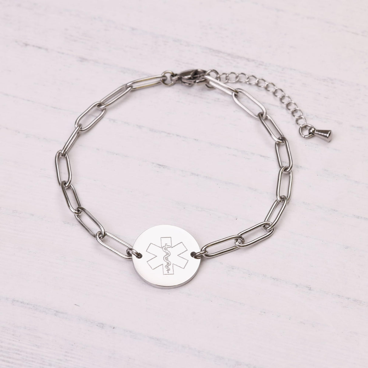 Medical Alert ID Bracelet for Women, Paperclip Adjustable Customized Medic Jewelry 18k Gold Rose Silver, Personalized Engraving, Hypoallergenic Waterproof, Includes Gift Box & Med ID Wallet Card