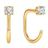 ASHINE Backless Earrings 14K Gold Plated Round CZ Huggie for Women