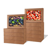 PFAMKEER 24 pcs Cookie Boxes,14x10x2.5 Inch Large Bakery Boxes with Window for Pies Chocolate Strawberries Muffins Donuts Pastry Dessert Christmas(Brown) (Brown, 14 * 10 * 2.5inch/24pcs)