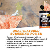 GOOP Orange Heavy Duty Ruff Towels with Scrubbing Power, 10” x 12” Dual Textured Multi-Purpose Cleaning Wipes, Removes Dirt, Grease, Oil, 72 Count
