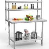 YITAHOME NSF Stainless Steel Table with Overshelf, 36" X 24" Work Table and 36" X 12" Shelf, Metal Prep Table for Home, Kitchen, Restaurant, Garage, Warehouse