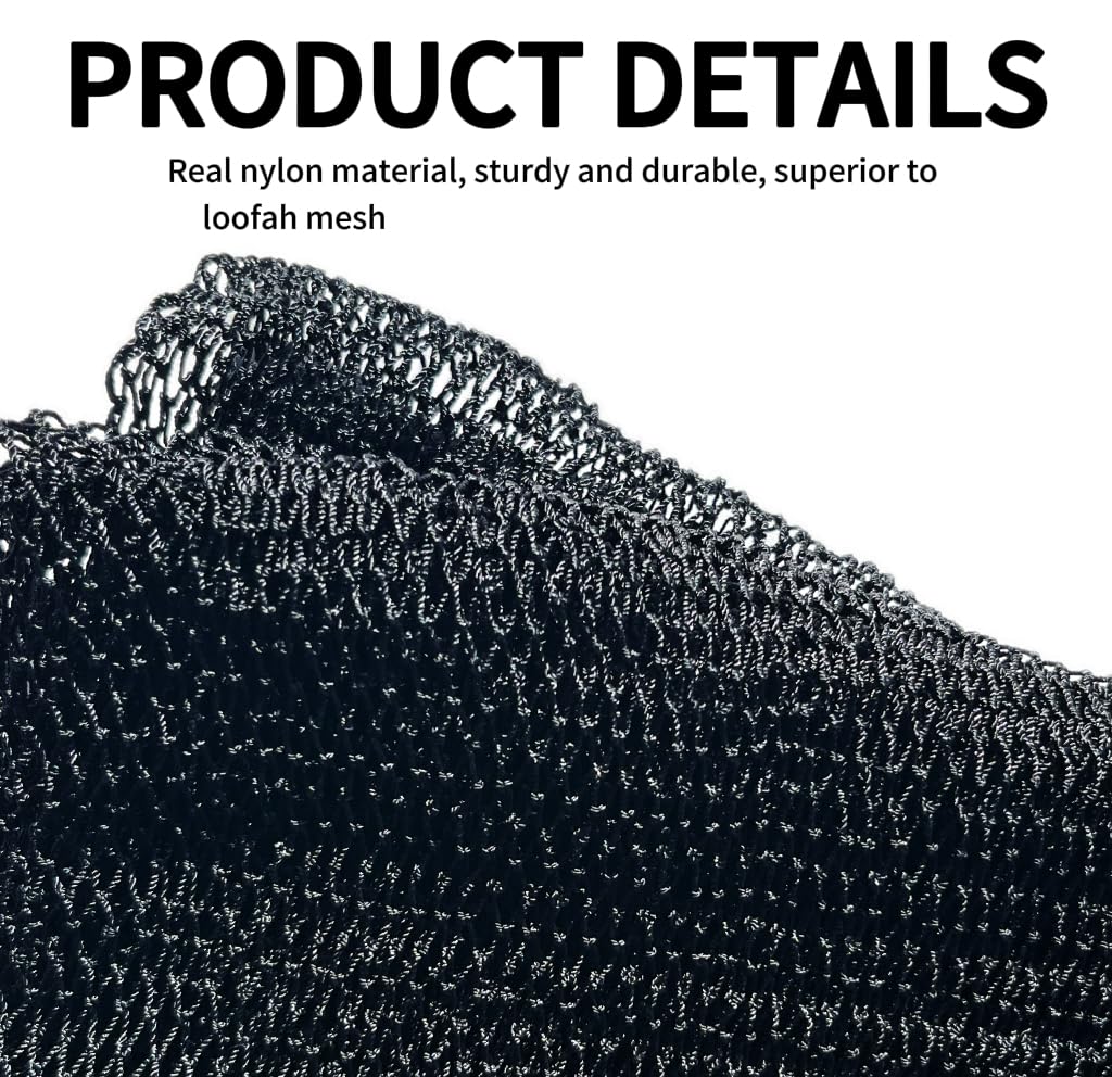 SPMKTBOZAI African Net Sponge Authentic, African Exfoliating Sponge Real African Net Black Owned, African Bath Sponge Back Scrubber, Body Exfoliator Shower Bath Accessories (Black)