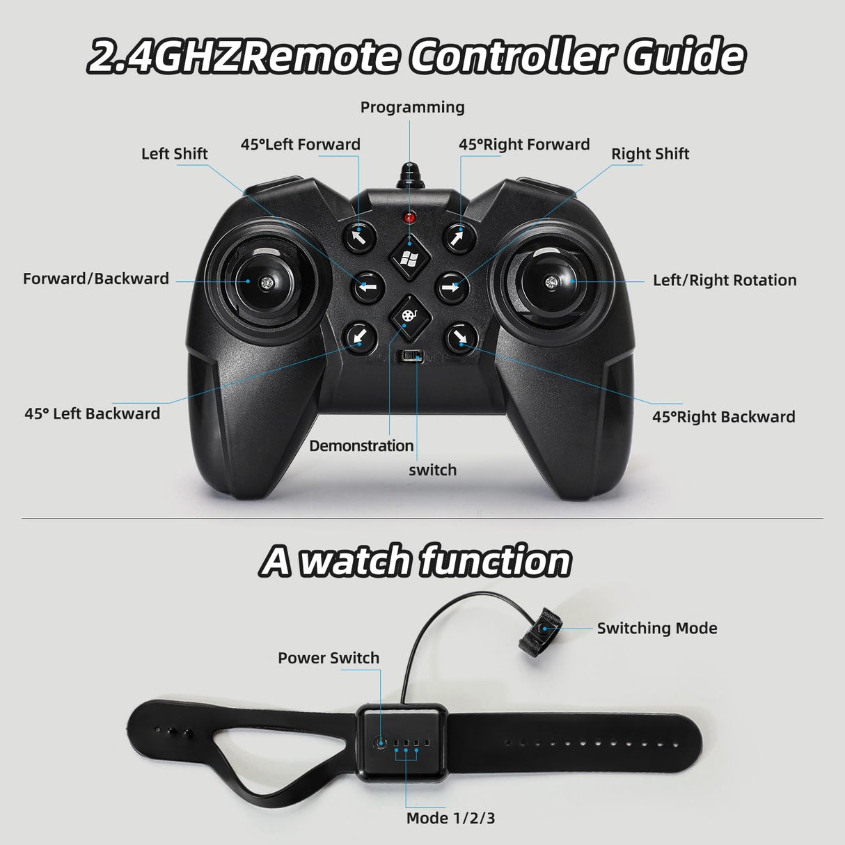 Jovow RC Stunt Car, 2.4GHz 4WD Gesture Sensing Remote Control Car with Cool Light and Music, Double-Sided 360° Flips RC Cars for Boys Age 6-12 8-12 Birthday Christmas Toy Cars(Blue)