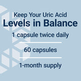 Life Extension Uric Acid Control, Promotes Healthy uric Acid Balance, Joint Health, discomfort Relief, Gluten Free, Non-GMO, Vegetarian, 60 Capsules
