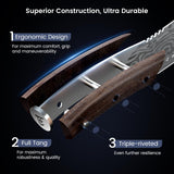 SYOKAMI Japanese Kitchen Knife, 8.2 Inch Chef Knife, Carbon Steel Kiritsuke, Razor Sharp Santoku for Precision Cutting, Damascus Pattern, Full Tang Wood Handle,Thanksgiving Christmas Cooking Gifts