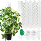 4 Psc 9 Inch D Shaped Moss Pole with Watering Dripper, Plastic Moss Poles for Climbing Plants, Sturdy Monstera Plant Support, Self Watering Moss Pole Kit for Plants Indoor (1Pack 4Pcs-Translucent)