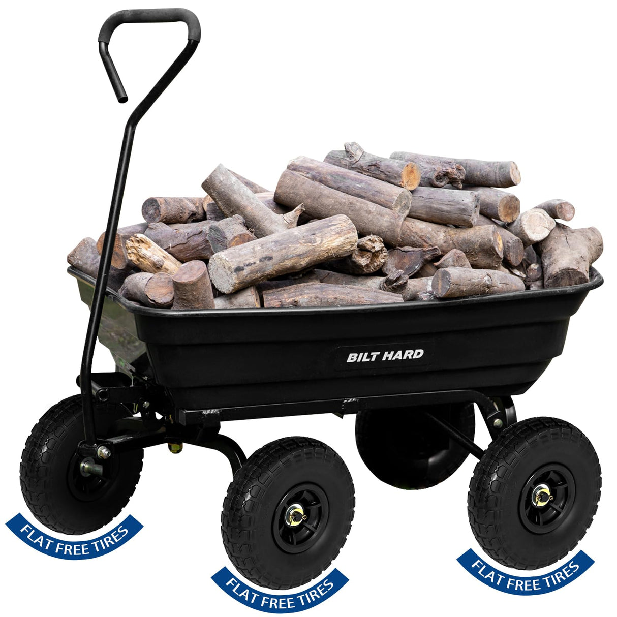 BILT HARD Poly Garden Dump Cart 600 lbs with No Flat Tires, Quick Release, 4 Cu Ft Dump Wagon Heavy Duty for Yard, Outdoor