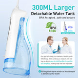 COSLUS Water Dental Flosser Teeth Pick: Portable Cordless Oral Irrigator 300ML Rechargeable Travel Irrigation Cleaner IPX7 Waterproof Electric Flossing Machine for Teeth Cleaning C20(F5020E) White