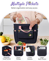 GLORIEROO Deluxe Insulated Lunch Box Bag Women - Leakproof Waterproof Cooler with Multi Pockets Removable Strap for Work Picnic - Teacher Mothers Day Christmas Birthday Gifts