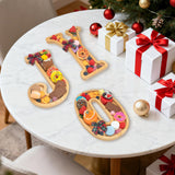 Nsoyos 3PCS Bamboo Christmas Decorations Letters Charcuterie Board Box-(with 14 Balloons and Bow) Joy Charcuterie Letters Fillable Food Christmas Party Supplies Table Decoration Food Tray Platter