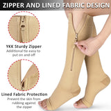 Ailaka Medical Compression Socks with Zipper, Knee High 15-20 mmHg Compression Socks for Women Men, Open Toe Support Socks for Varicose Veins, Edema, Recovery, Pregnant, Nurse