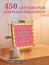 10"×10" Felt Letter Board with LED Lights & Stand for Halloween Party Decor