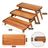 GEHE 3 Tier Serving Tray Acacia Wooden Tiered Tray Stand Foldable Dessert Table Display Set Decor Charcuterie Boards for Party, Birthday, Wedding, Christmas