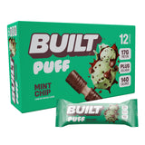 Built Bar, Puff Protein Bars, Mint Chip Puff, 17g Protein Snacks, On-The-Go Bars, Only 140 Calories, 6g Sugar, Collagen, Gluten Free, 12 Count