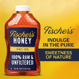 Fischer’s 100% Pure, Raw & Unfiltered Honey - All-Natural Sweetener - Rich Flavor Profile, Packed with Nutrients, 40 oz