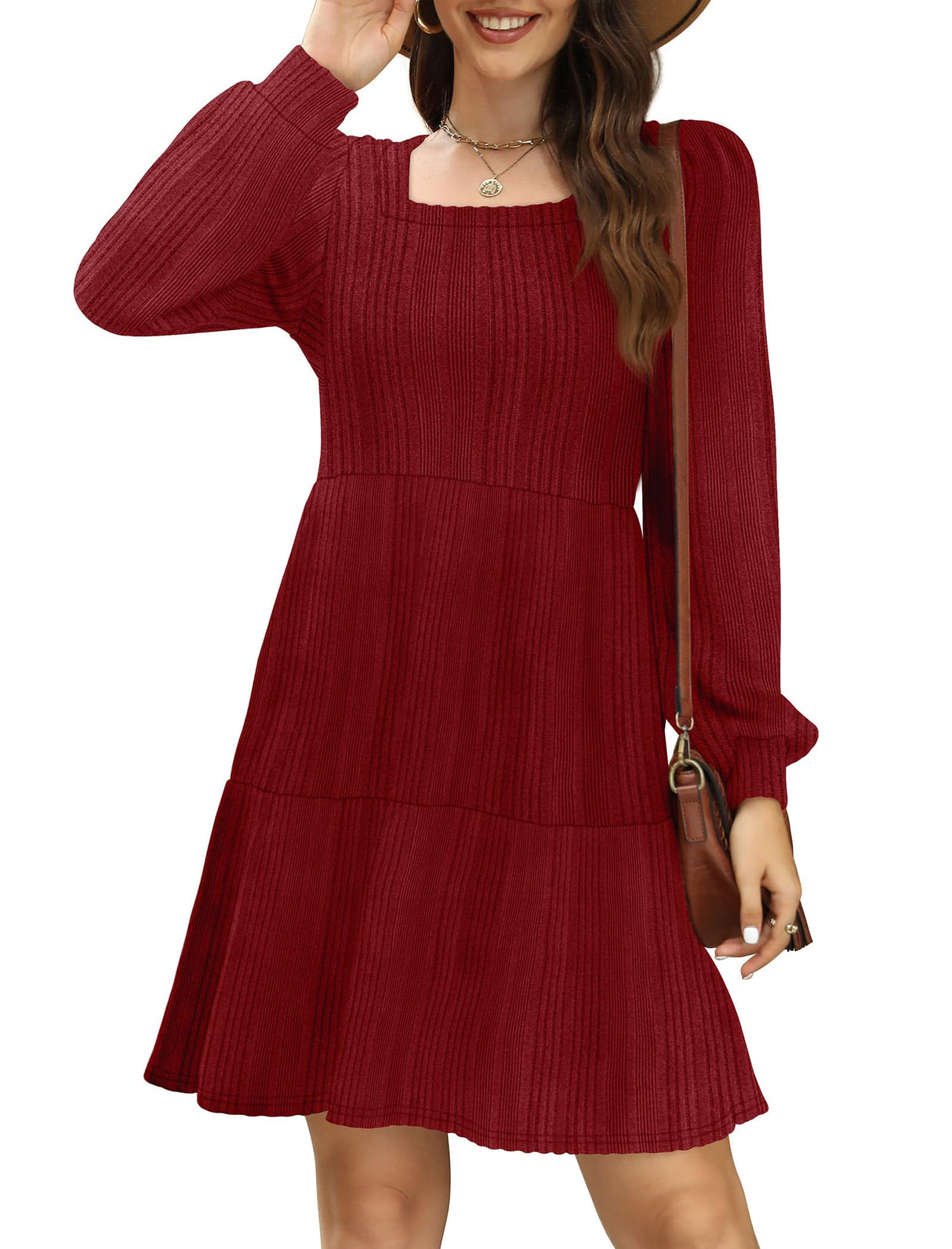 Holiday Dresses for Women Elangant Sweater Party Dress Christmas Outfits 2025 Red L