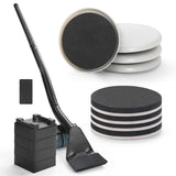 Furniture Lifter Tool + 8-Pack of 3.5" Sliders, Save 80% Effort, Safely and Easily, The Lift and Glide Tool Set for Heavy Furniture and Appliances, Reusable Moving Pads, Floor Protectors for Carpet