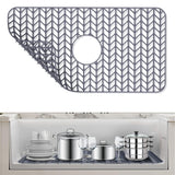 AWOKE Sink Protectors for Kitchen Sink - 26"x 14" Sink Mat - Heat-resistant Easy-clean Silicone Sink Mat - for Protection of Stainless Steel Sink - with Center Drain (Grey),Kitchen Sink Accessories