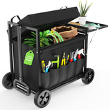 Garden Seat with Wheels, Garden Cart with Seat, 400 lbs Garden Rolling Utility Cart with Foldable Side Trays, for Gardening, Patio, Backyard, Gardening Gifts for Fathers Day