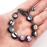 SONGCHANGJEWELRY DIY JJK Charm Bracelet Gifts – 9 Mini Anime Faces in Chibi Style – Gojo, Yuji, Sukuna, Panda & More – Removable Alloy Chain for Fans and Collectors