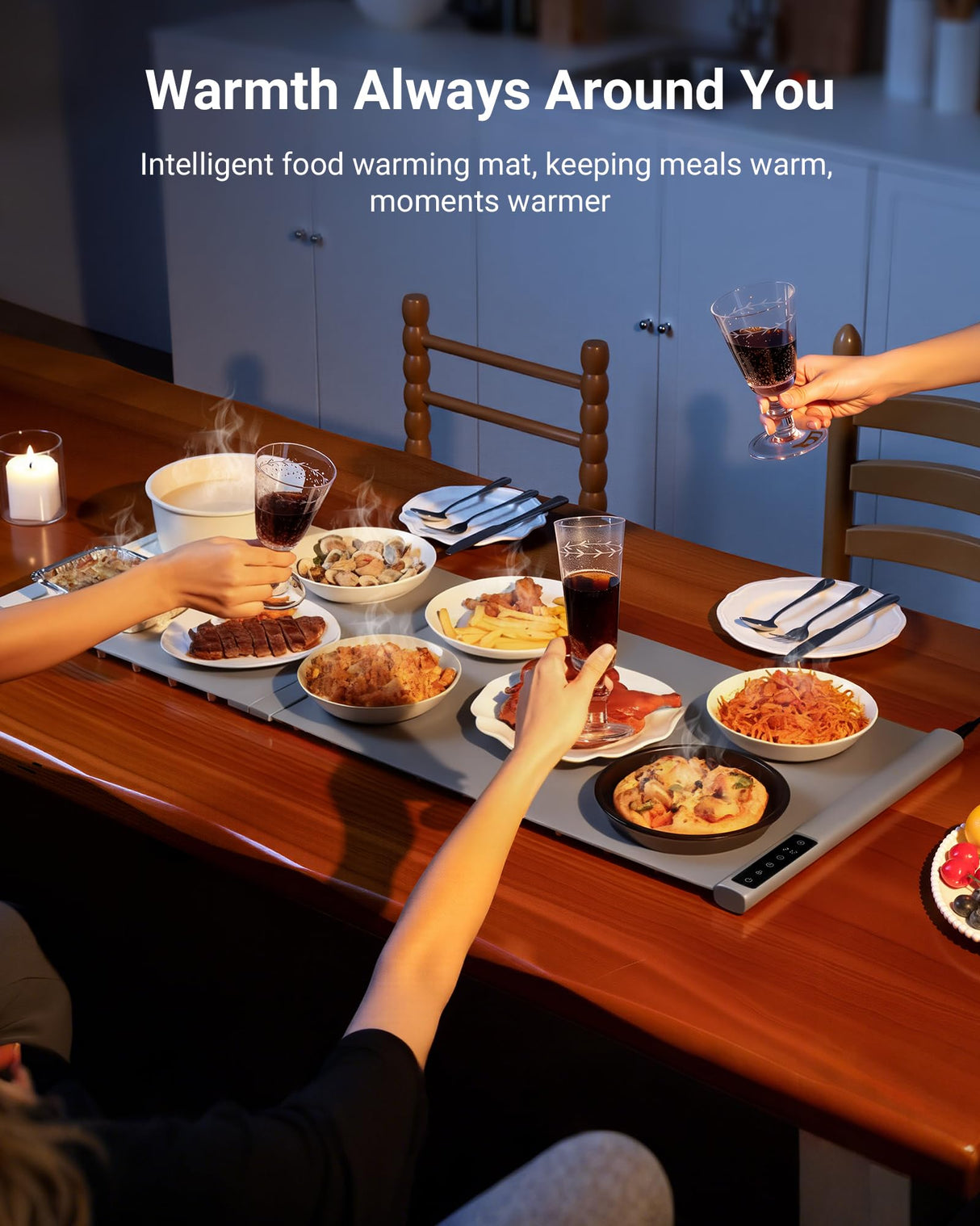 42"x16" Warming Mat for Food Extra Large, Extendable Food Warming Mat, Electric Warming Tray for Buffets Party with 7 Adjustable Temperature, 6 Timer, Silicone Food Warmer for Parties Home Countertop