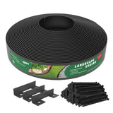 Mars Villa Landscape Edging, 4‘’ Tall 100FT Garden Border Edging Kit with 99 Anchoring Spikes, Decorative Flexible Lawn Edging Cover 75㎡ for Lawn, Yard, Flower Bed (Black, 4IN, 100FT)