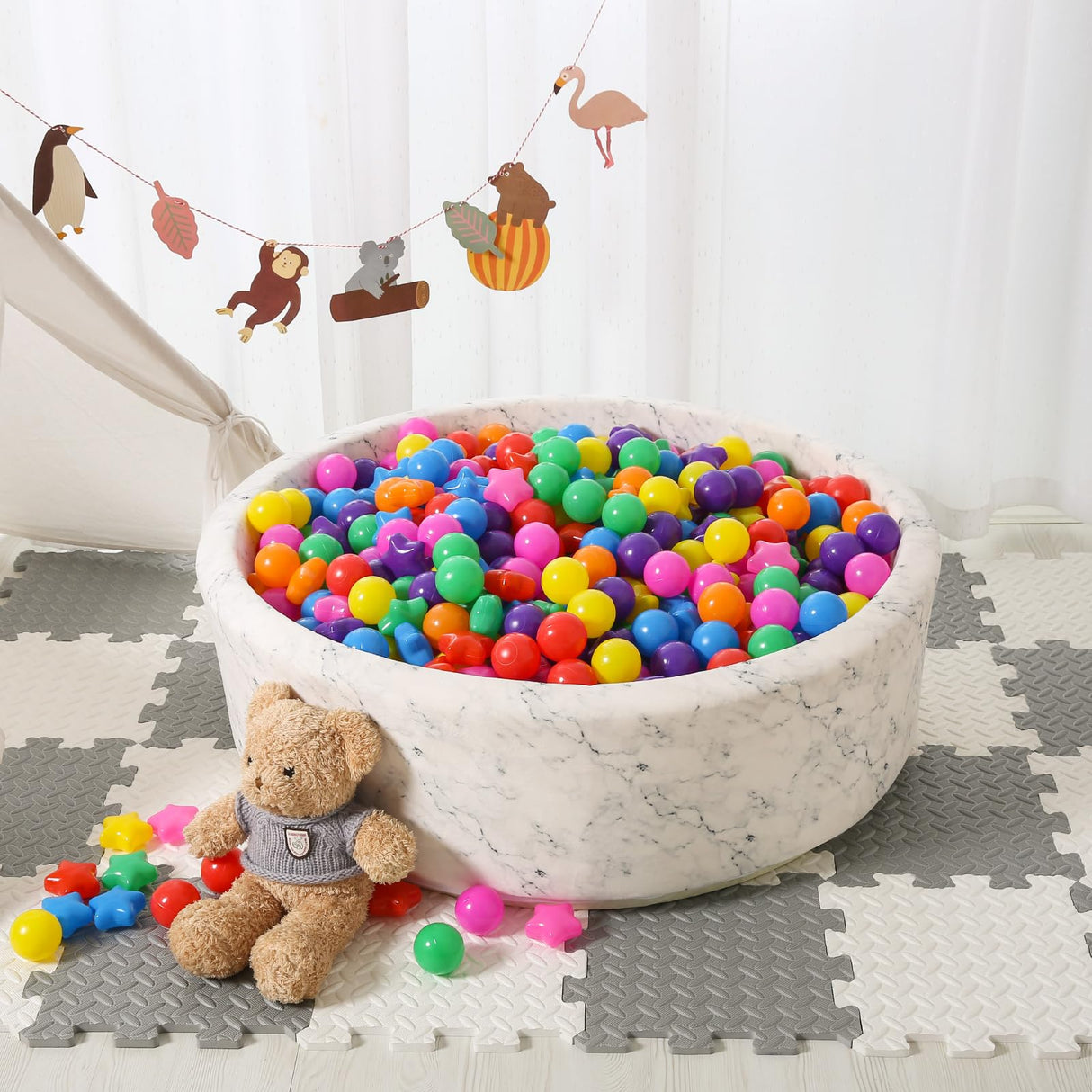 STARBOLO Ball Pit Balls - 200 Bulk Mixed Rainbow Stars Crush Proof Plastic Children's Toy Balls Star Ocean Balls for Birthday Party Christmas Water Toy Indoor Outdoor