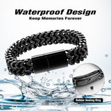 Abooxiu Urn Bracelet for Human Ashes - Stainless Steel Cremation Jewelry Keepsake Memorial Ash Holder for Men & Women - Black