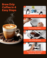 VEVOR Commercial Drip Coffee Maker, 24 Cups Coffee-Maker Machine with 4 Glass Carafes and 4 Decanter Warmer Plates, Stainless Steel Dual-Head Coffee Brewer, for Restaurant, Office, Coffee Shop & Home