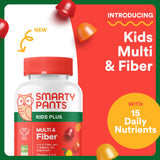 SmartyPants Kids Multivitamin & Fiber Gummies: Prebiotic Fiber to Support Kids Digestion with Vitamin D3, C, Vitamin B12, B6, A, Zinc, Biotin, Folate, Three Fruit Flavors, 90 Count (30 Day Supply)