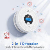 1-Pack Smart Smoke and Carbon Monoxide Detector with App Notifications, Replaceable Battery, Wi-Fi Smoke and CO Detector Combo for Home and Office, Easy Setup