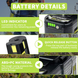 Cheerlark Upgrade 2 Pack 8.0Ah High Capacity Replacement for Ryobi 18V Battery P108 P104 P105 P102 P103 P122 P109 Li-ION Compatible with Ryobi 18V ONE+ System Cordless Power Tools and Charger