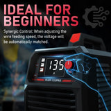 YESWELDER 135A MIG Welder, 110V Flux Core Gasless MIG/Lift TIG/Stick 3-in-1 Synergic Control LED Display Welding Machine, Bonus Flux Core Wire