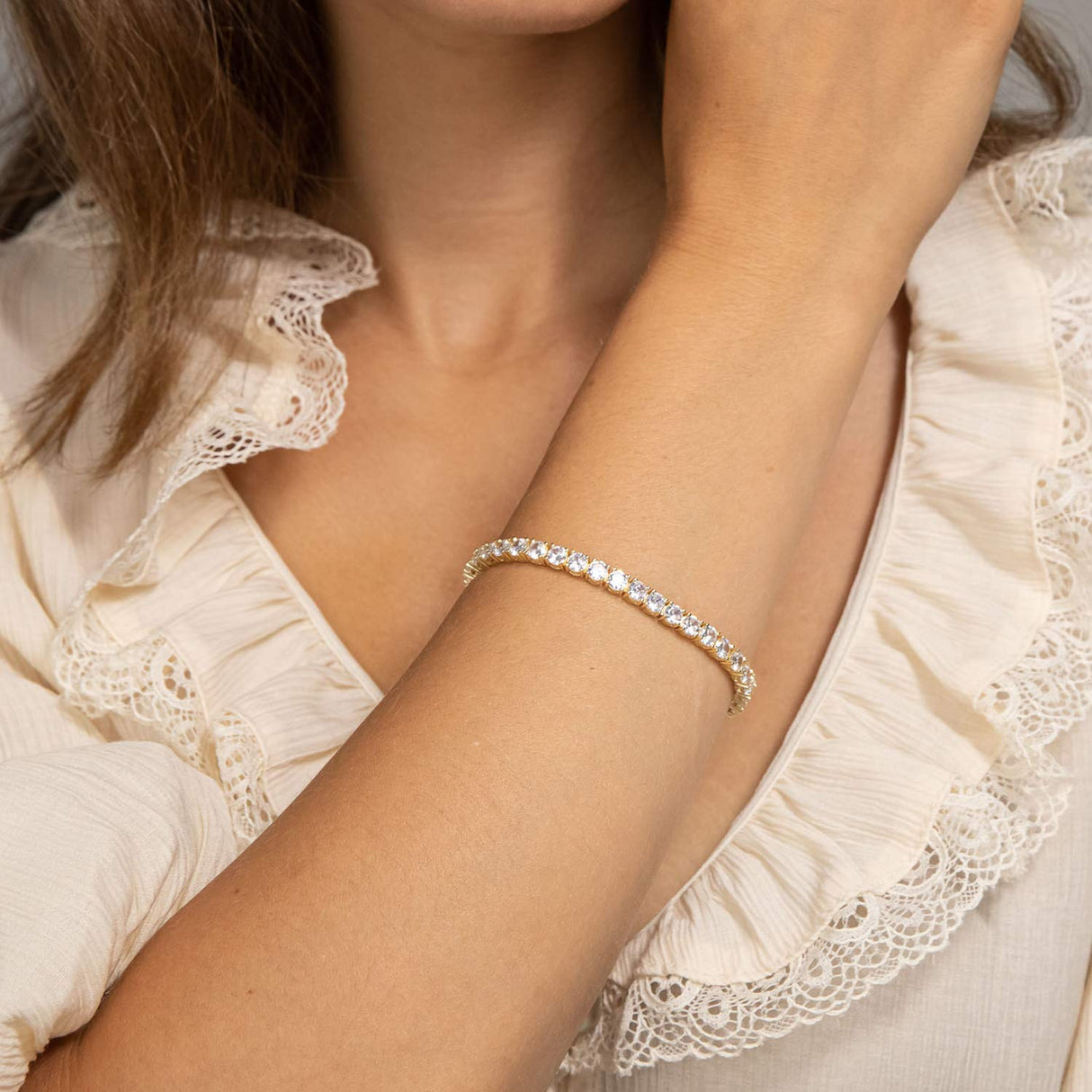 PAVOI 14K Gold Plated Cubic Zirconia Classic Tennis Bracelet | White Gold Bracelets for Women | 4mm CZ, 7 Inches