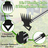 Upgraded Weed Puller Tool with Long Handle, 56" Manual Weeder Remover Tool, 2 in 1 Hand Weed Rake Garden Hoe for Gardening, Heavy Duty Uprooting Weeding Pull for Lawn, Yard, Patio Garden