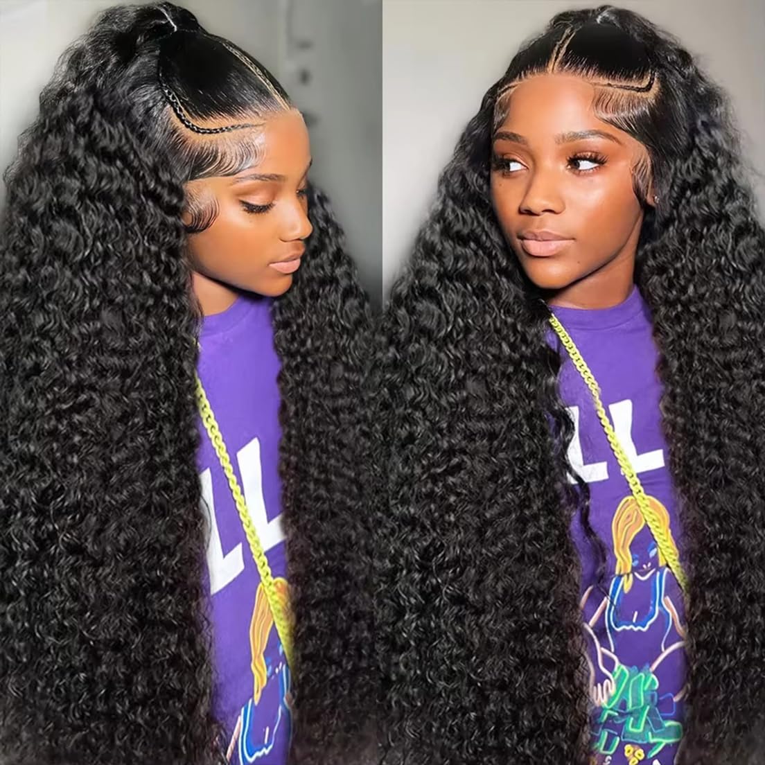 IAMFUPO 24 Inch 13x6 Lace Front Wigs Human Hair 200 Density Deep Wave Lace Front Wigs Human Hair 13x6 Deep Wave HD Frontal Wigs for Women Pre Plucked (13x6 Deep Wig, 24 Inch)