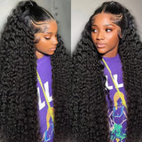 IAMFUPO 24 Inch 13x6 Lace Front Wigs Human Hair 200 Density Deep Wave Lace Front Wigs Human Hair 13x6 Deep Wave HD Frontal Wigs for Women Pre Plucked (13x6 Deep Wig, 24 Inch)