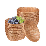 30 Pack Oval Poly Wicker Basket, 9 x 6 x 2.6 Inch Poly Wicker Bread Baskets, Medium Size Gift Baskets for Kitchen, Christmas Gifts, Centerpiece Display, Storing Bread, Fruits, Vegetables, by GNIEMCKIN