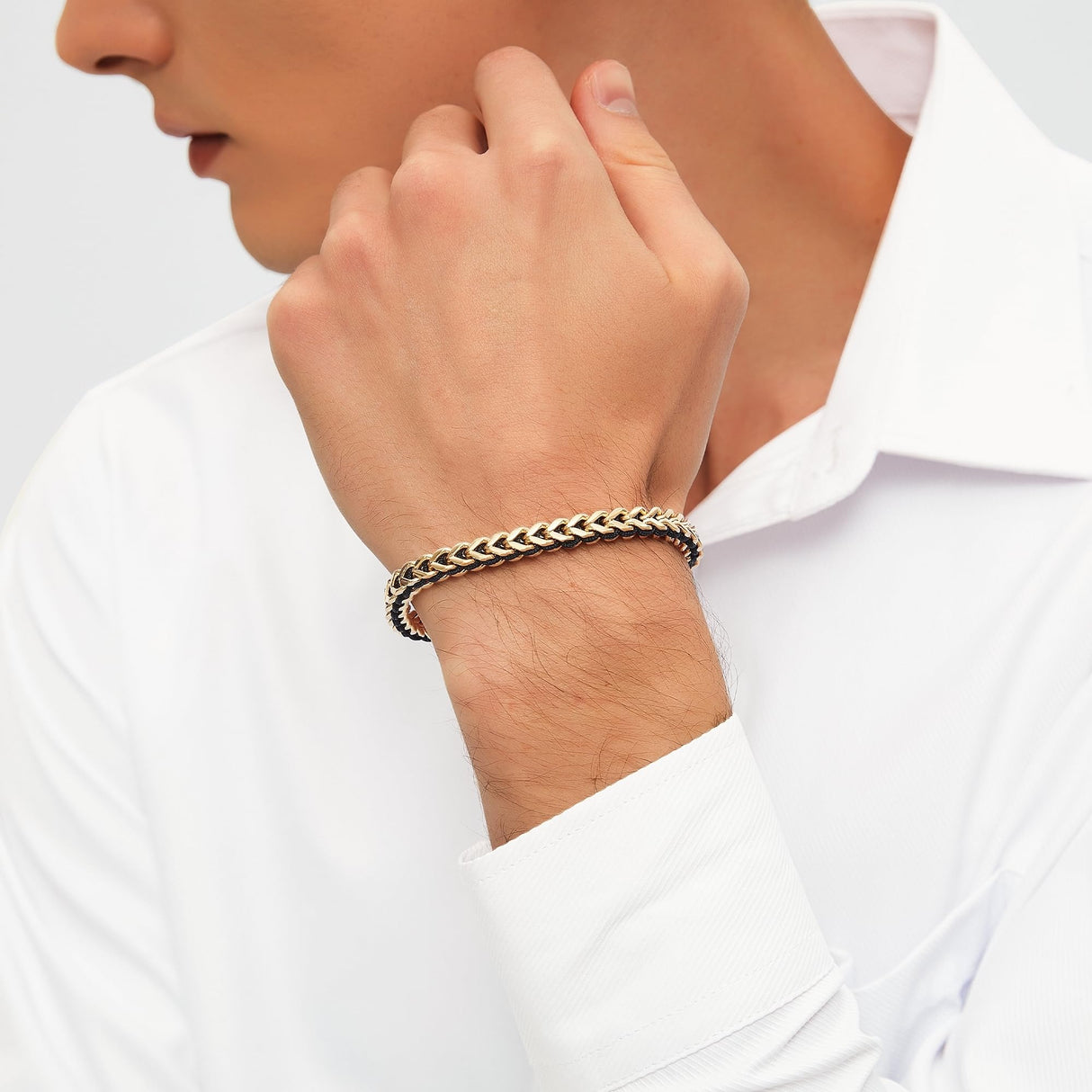 WP WEPICK 18K Gold-Plated Bracelets for Men Franco Link Chain Adjustable