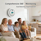 2 in 1 Smoke and Carbon Monoxide Detector Alarm with Digital Display, LCD Screen, Audible and Visual Alert, Test/Silence Button, 3 Packs