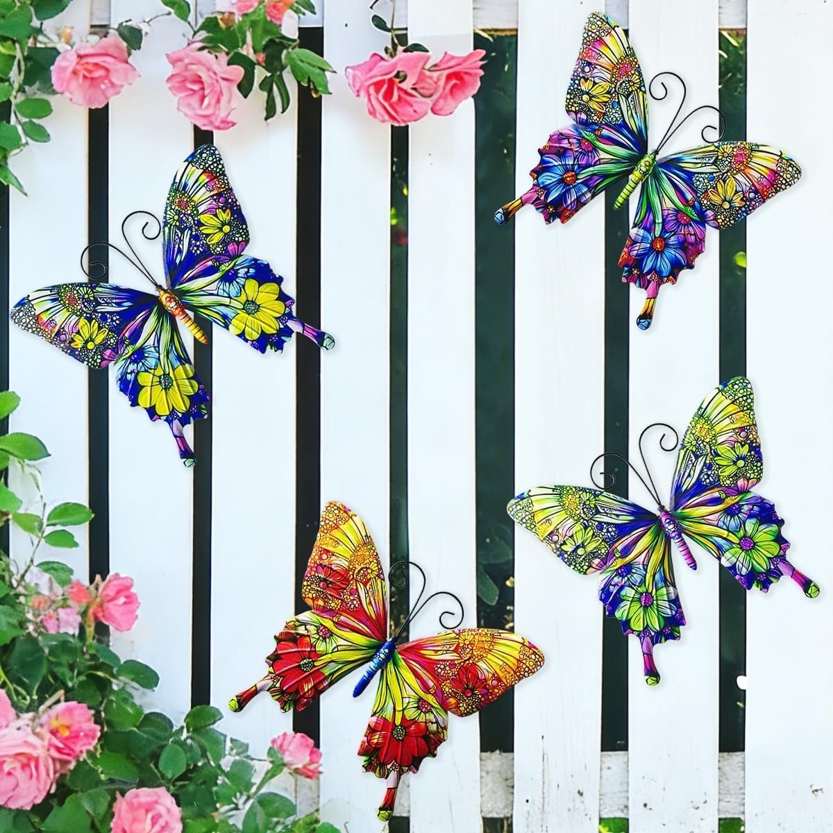 RLPZDWH Metal Butterfly Wall Art Decor, 4 Pack