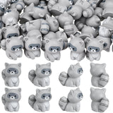 Geelin 50 Pcs Mini Resin Raccoon Figurines Small Animal Ornament Charms